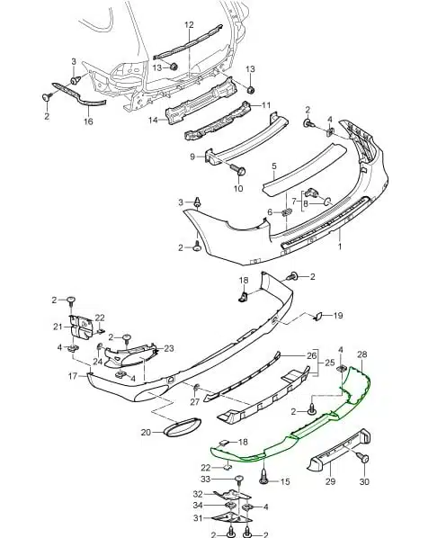 Faldón inferior parachoques trasero Porsche 957