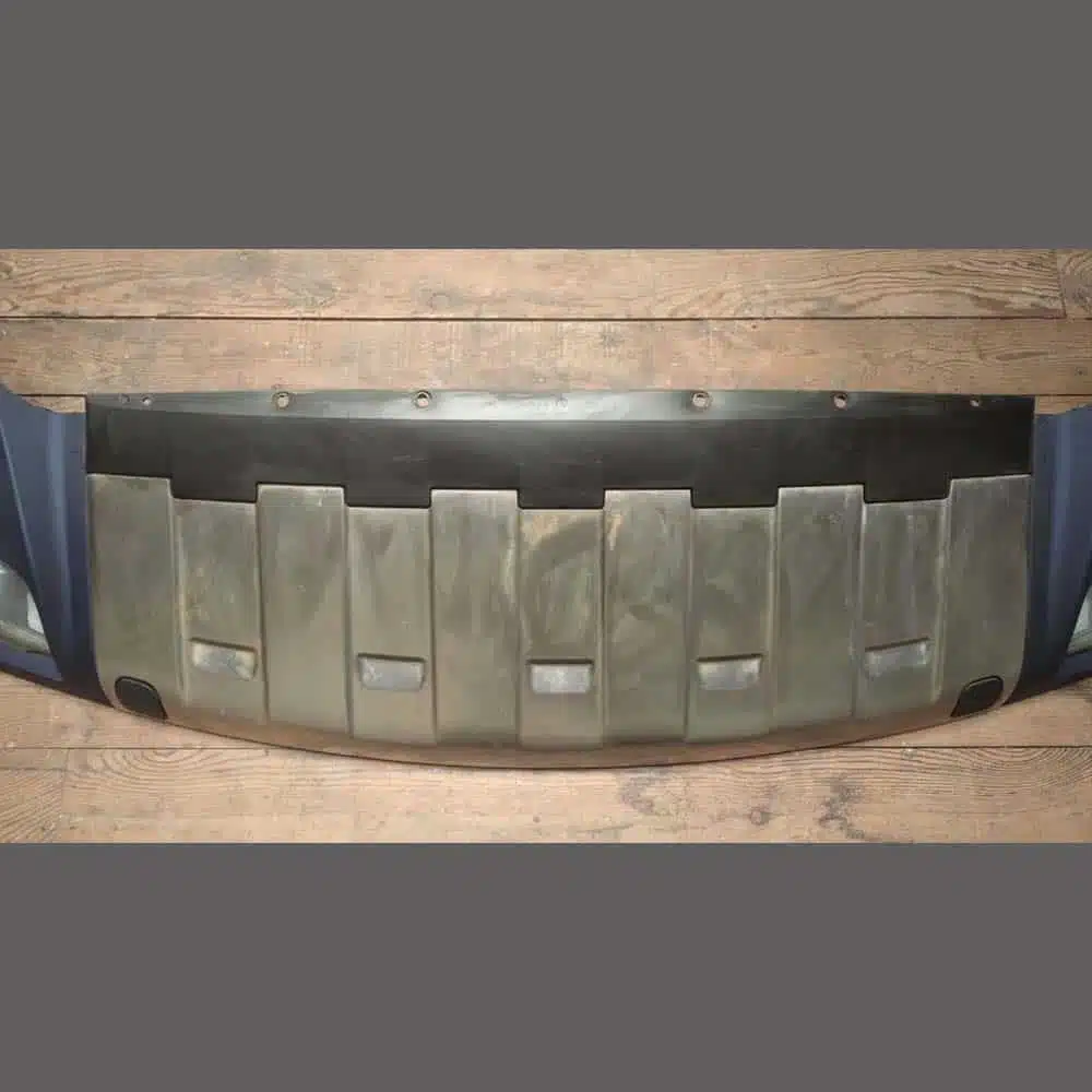 Front Spoiler Porsche Cayenne 955 TURBO. Period (2003-2006). PET: 95550506107g2x with fog lights and Stainless steel trim. COMPLETE. Blue color - Image 3