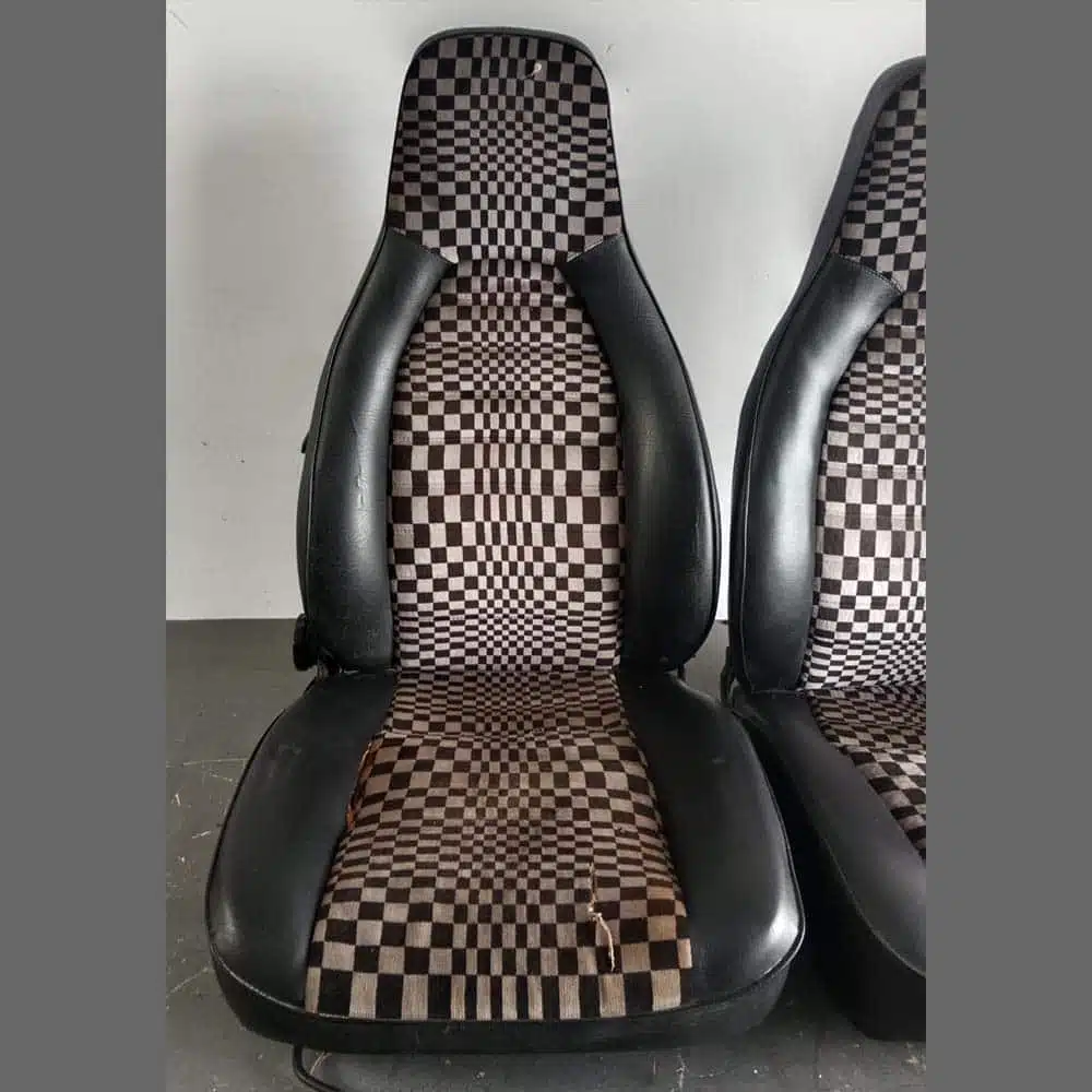 Front seats with Pascha upholstery in black and white for Porsche 911/944/924. - Image 2
