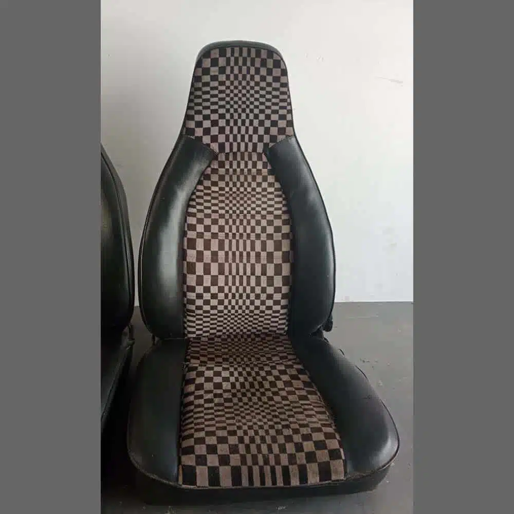 Front seats with Pascha upholstery in black and white for Porsche 911/944/924. - Image 3