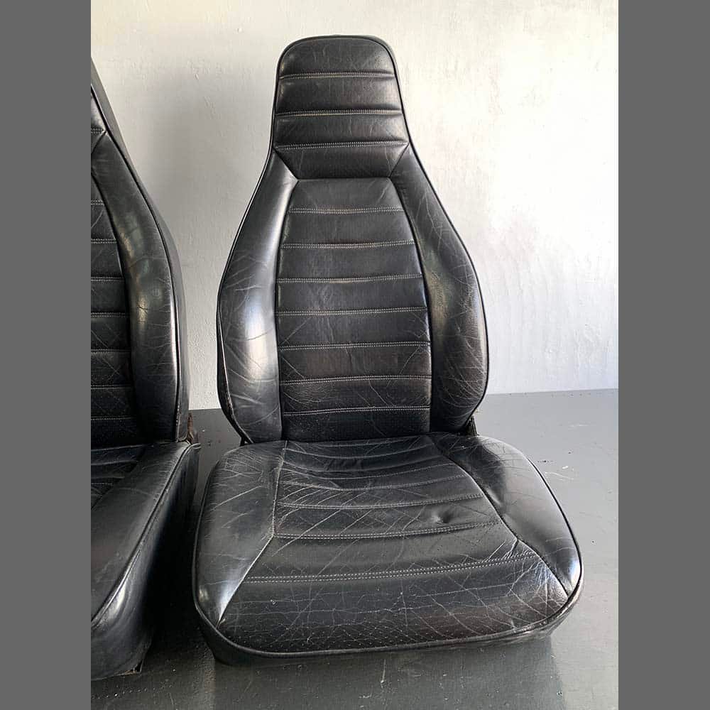 Front seats Porsche 911 G model. (1978-1983). Black leatherette - Image 3