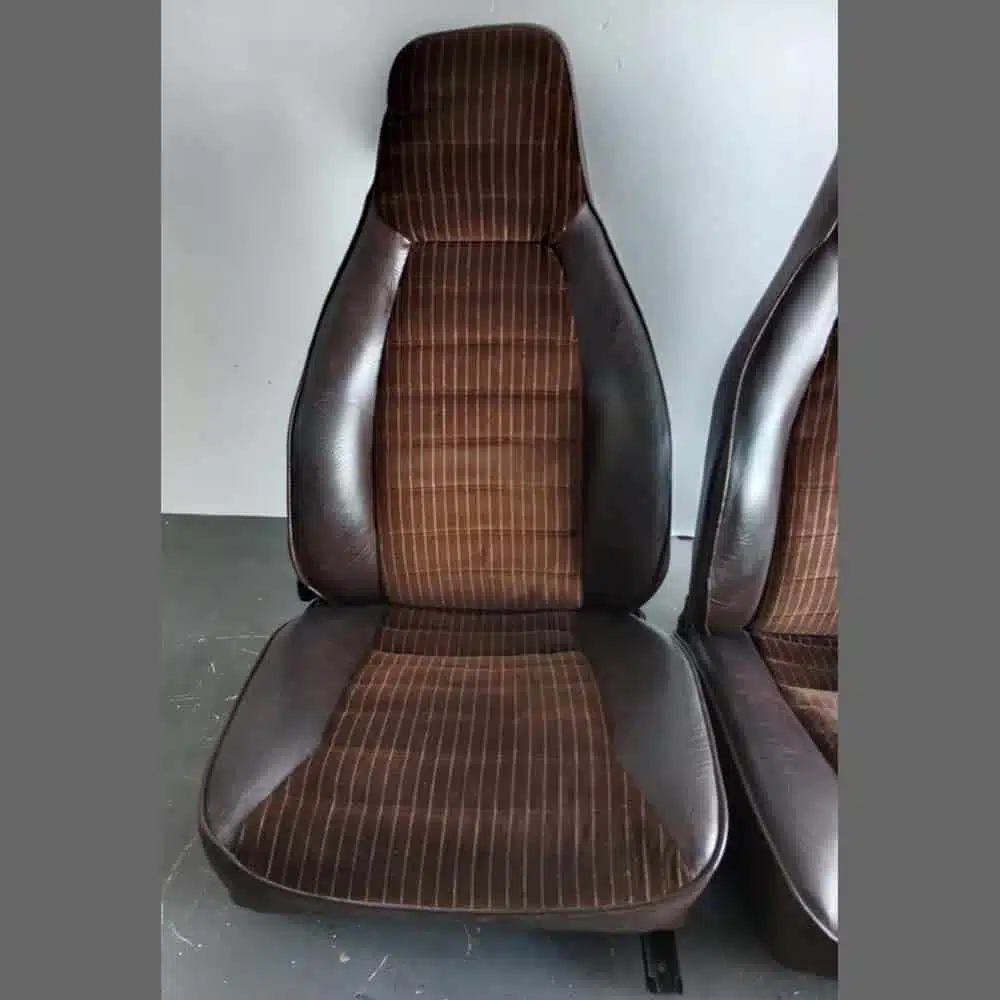 Front seats Porsche 911. Years (1974-82). Brown leatherette and center in Brown Velour. - Image 2