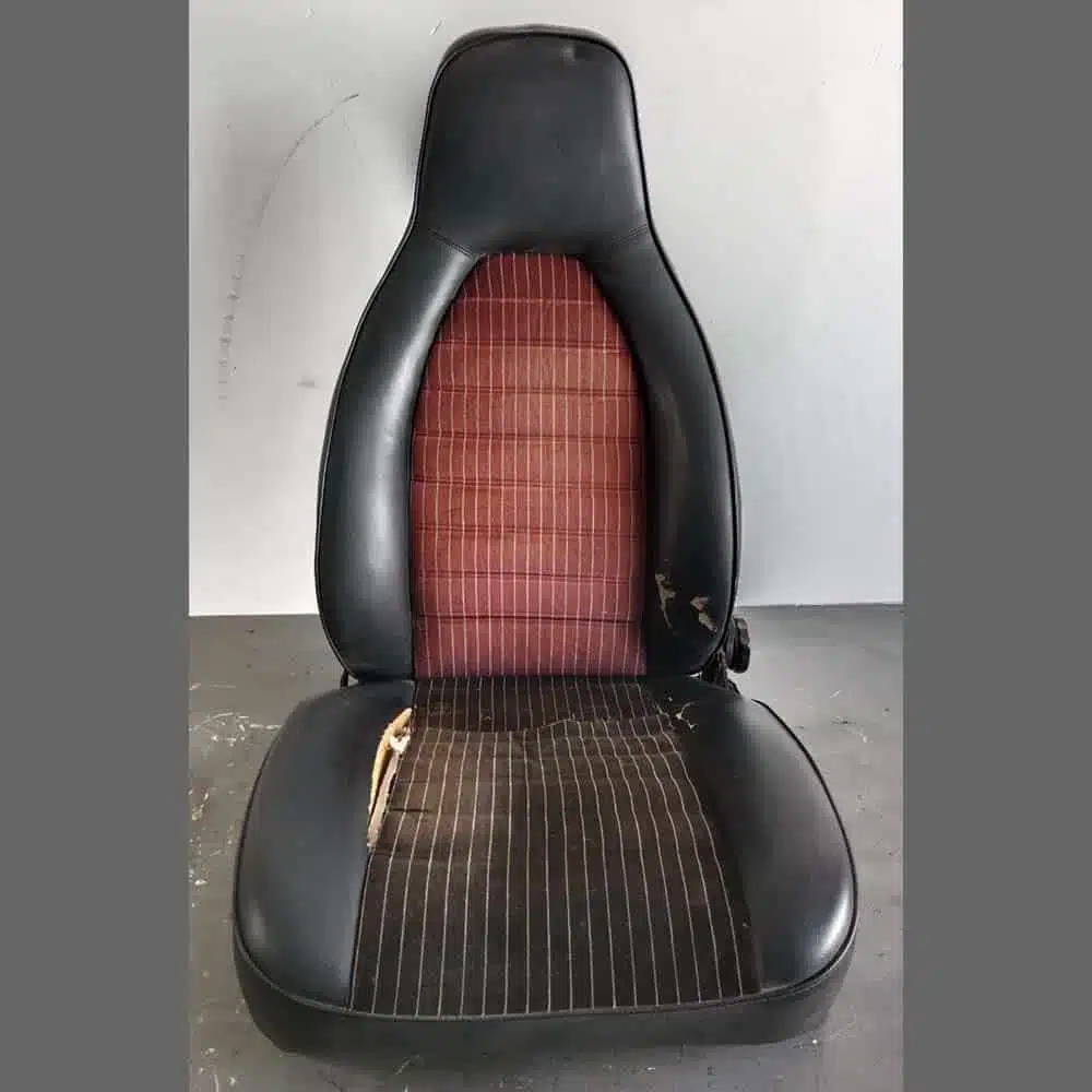 Front seats Porsche 911. Years (1974-82). Black leatherette and center in Brown Velour - Image 10