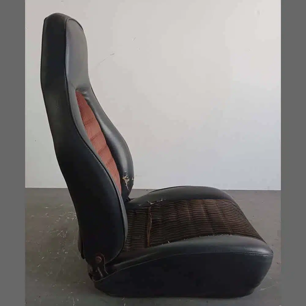 Front seats Porsche 911. Years (1974-82). Black leatherette and center in Brown Velour - Image 13