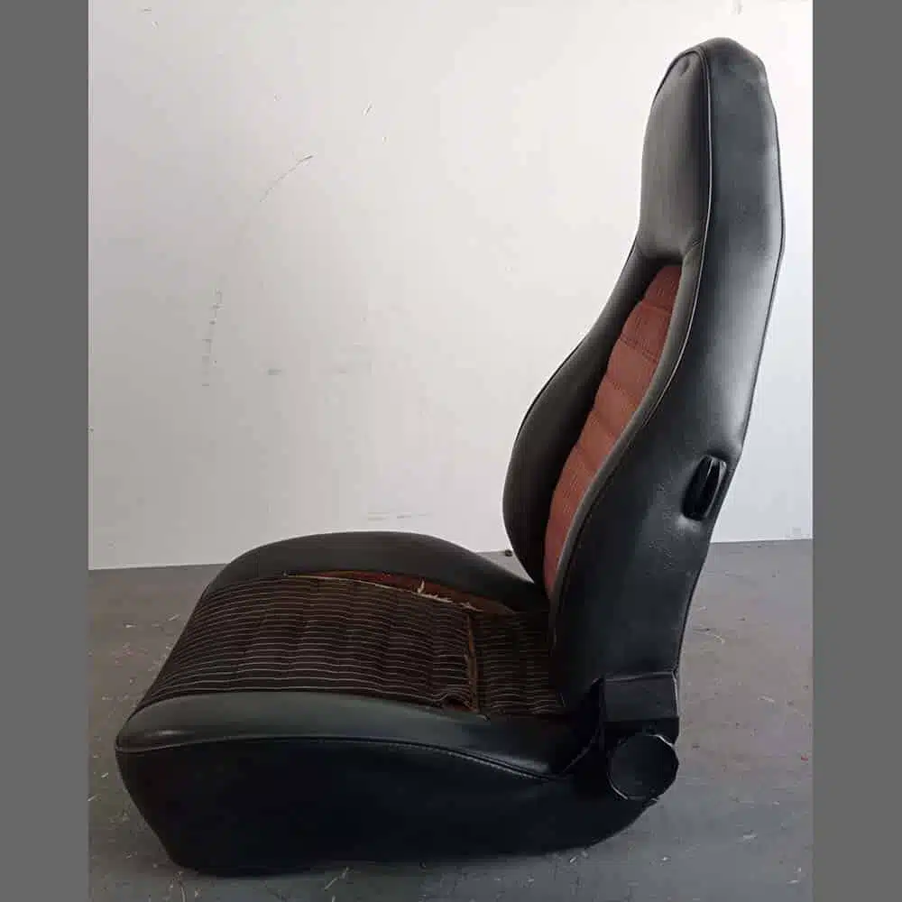 Front seats Porsche 911. Years (1974-82). Black leatherette and center in Brown Velour - Image 14