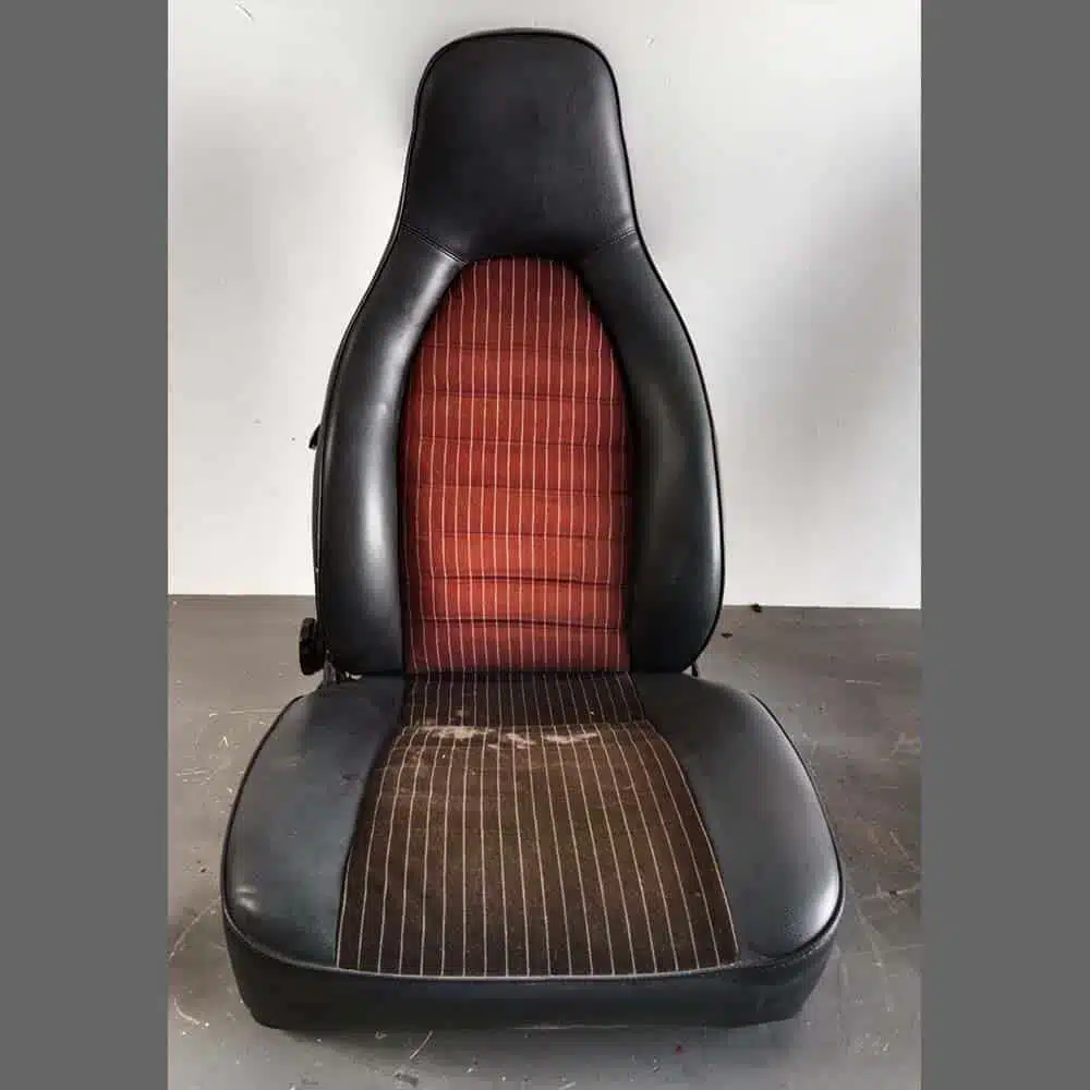 Front seats Porsche 911. Years (1974-82). Black leatherette and center in Brown Velour - Image 4