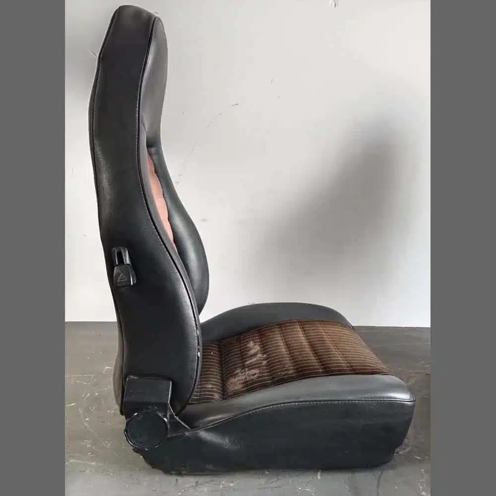 Front seats Porsche 911. Years (1974-82). Black leatherette and center in Brown Velour - Image 6