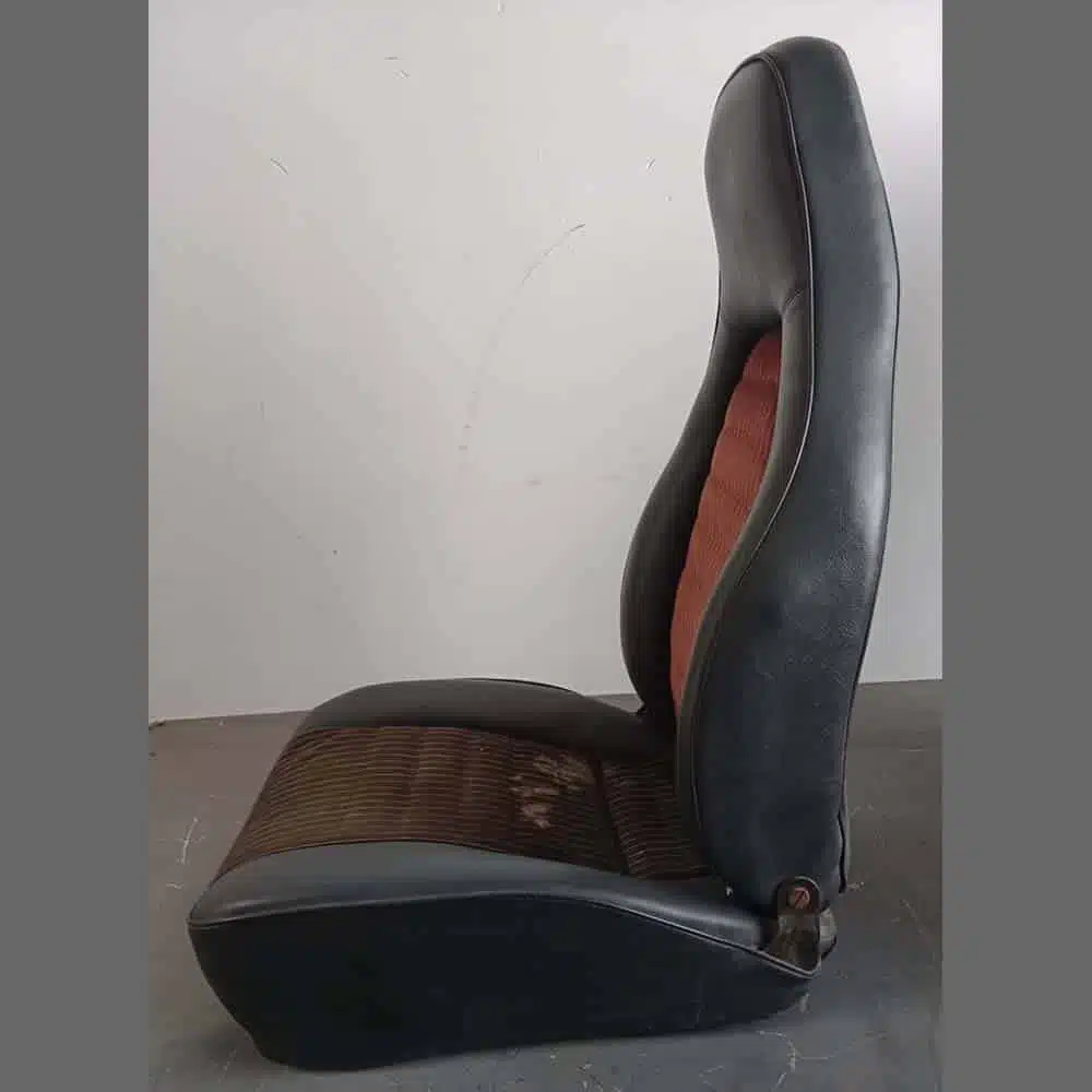 Front seats Porsche 911. Years (1974-82). Black leatherette and center in Brown Velour - Image 7