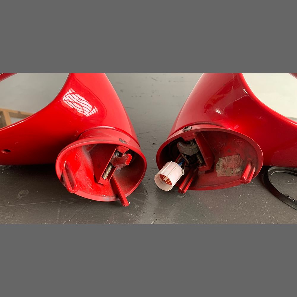 Espejos retrovisores exterior Porsche 964/993 CUP. OEM. Lados izquierdo y derecho). Color Rojo - Imagen 2