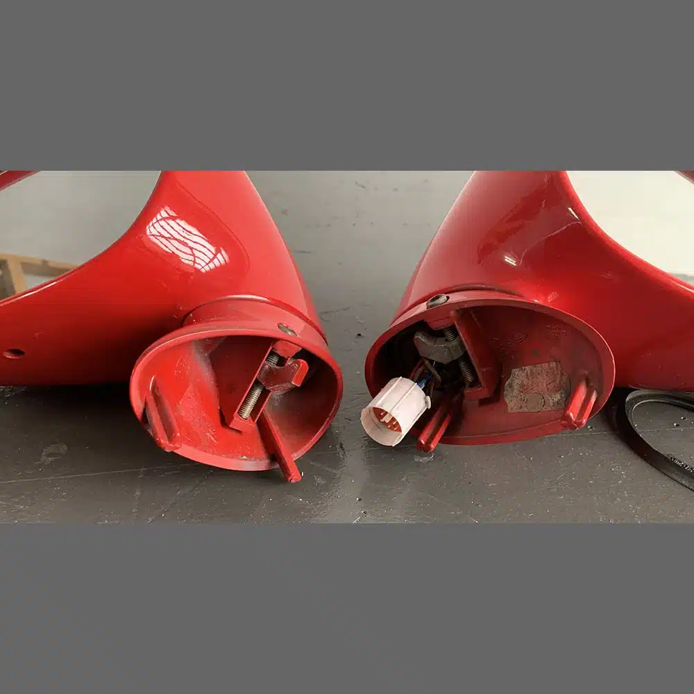 Espejos retrovisores exterior Porsche 964/993 CUP. OEM. (Lados izquierdo y derecho). Color Rojo - Imagen 2