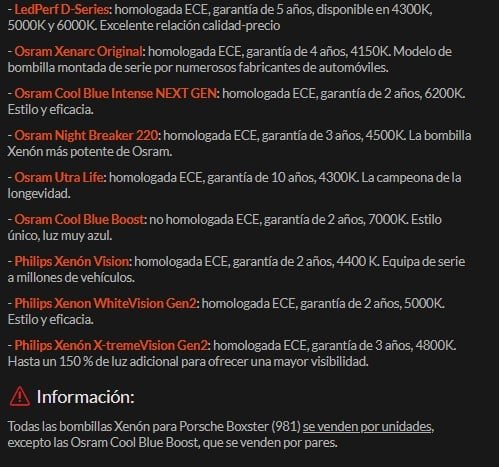 Faros bi-xenón izquierdo-derecho Porsche Cayman/Boxster 981. PET: 98163113111 - 98163113206 - Imagen 2